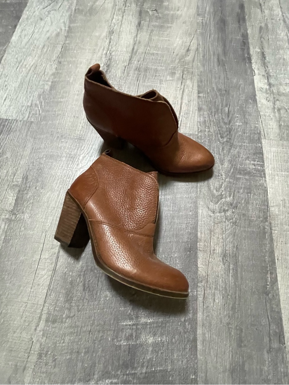 Lucky Brand Boots Womens Ehllen Tan Leather Heeled Ankle Booties Size 9M